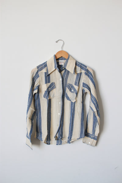 1970s Deadstock Indian Cotton Madras Button Up