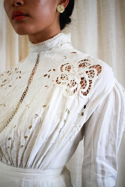 Edwardian Linen Cutout Irish Crochet Lawn Dress