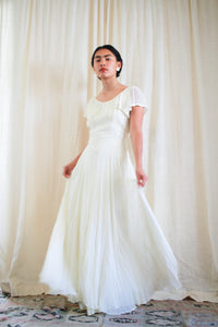 1930s Ecru Chiffon Layered Wedding Gown
