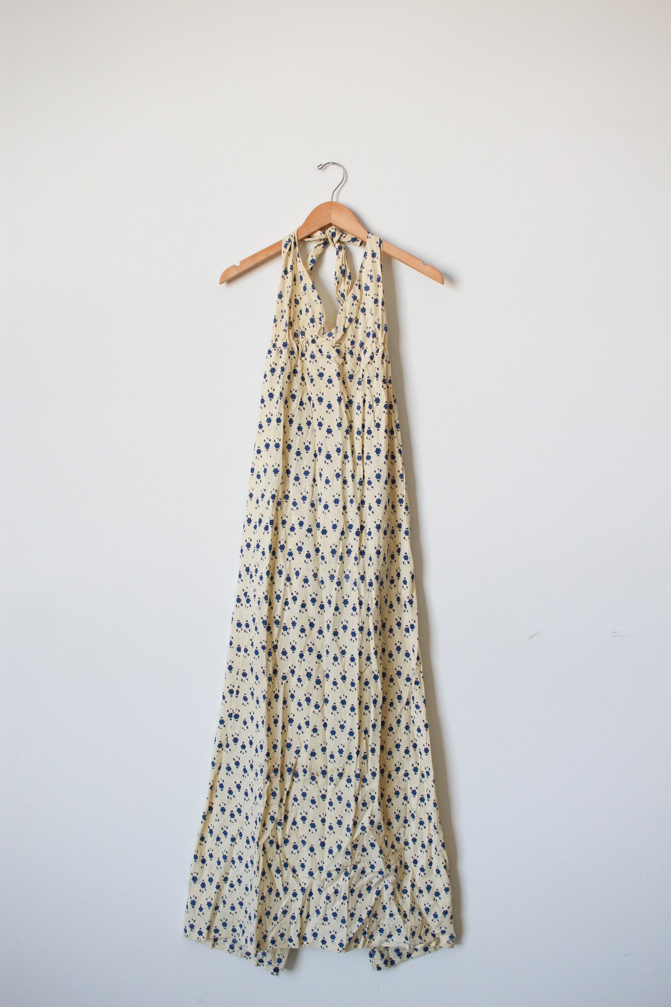 1970s Deadstock Indian Cotton Star Print Maxi Dress