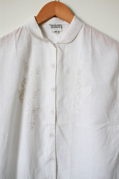 1970s Deadstock Indian Cotton Embroidered Blouse