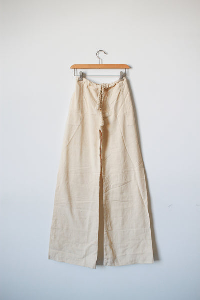 1970s Deadstock Indian Cotton Natural Drawstring Pants
