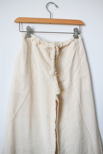 1970s Deadstock Indian Cotton Natural Drawstring Pants