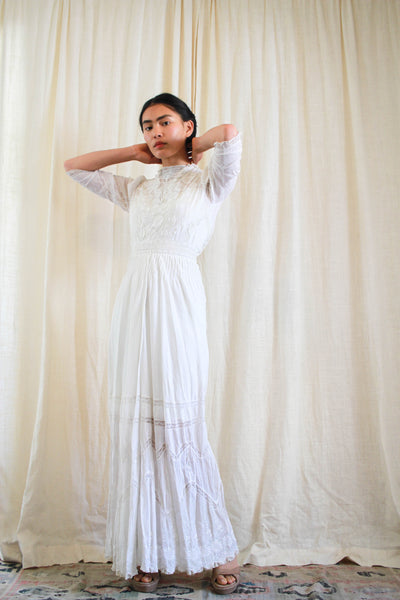 Edwardian Cotton Batiste Embroidered Lawn Dress