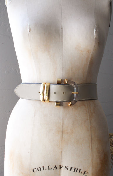 1980s Leather Lucite Buckle Belt
