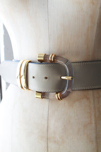 1980s Leather Lucite Buckle Belt
