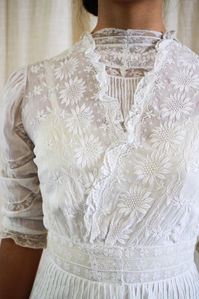 Edwardian Cotton Batiste Embroidered Lawn Dress
