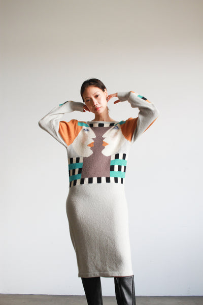 1980s Bob Mackie Twin Face Knit Dress