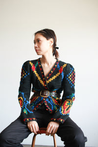 1980s Gloria Sachs Wool Knit Bavarian Cardigan