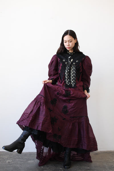 Victorian Violet Silk Bodice Skirt Set