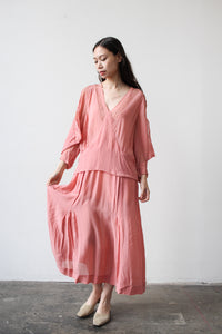 1920s Foxglove Pink Silk Chiffon Dropwaist Dress