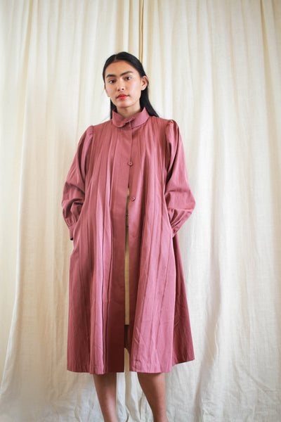 1980s Rose Pleated Japanese Trench Coat