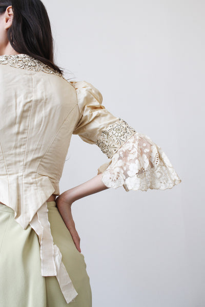 Victorian Cream Embroidered Corset Bodice