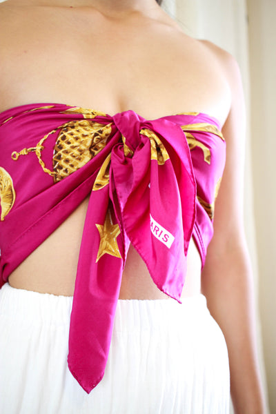 1980s Chanel Motif Print Large Silk Scarf