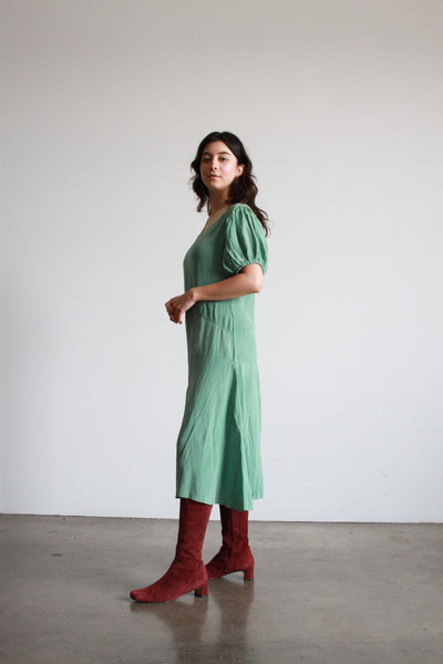 1930s Mint Crepe Bias Midi Dress