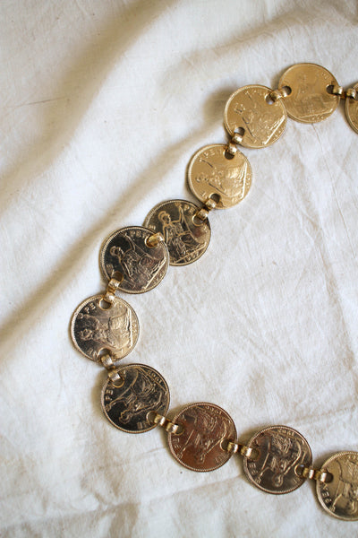 1960s Rare Canadian Regina Elizabeth Gold Coin Chain Belt