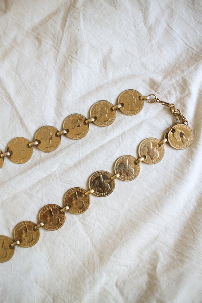 1960s Rare Canadian Regina Elizabeth Gold Coin Chain Belt