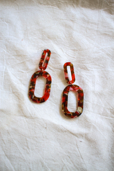 Modern Oval Chain Acetate Earrings