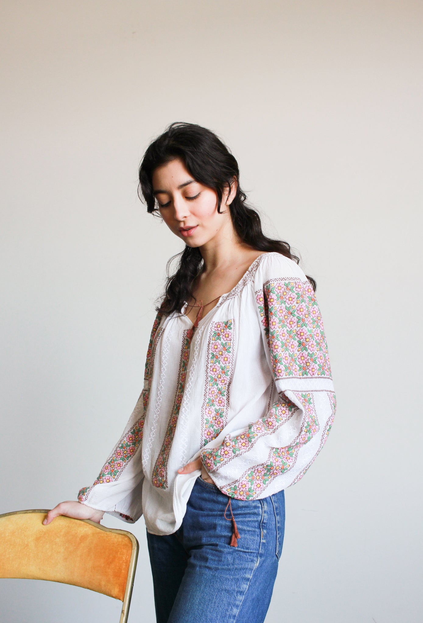 1960s Embroidered Romanian Peasant Blouse