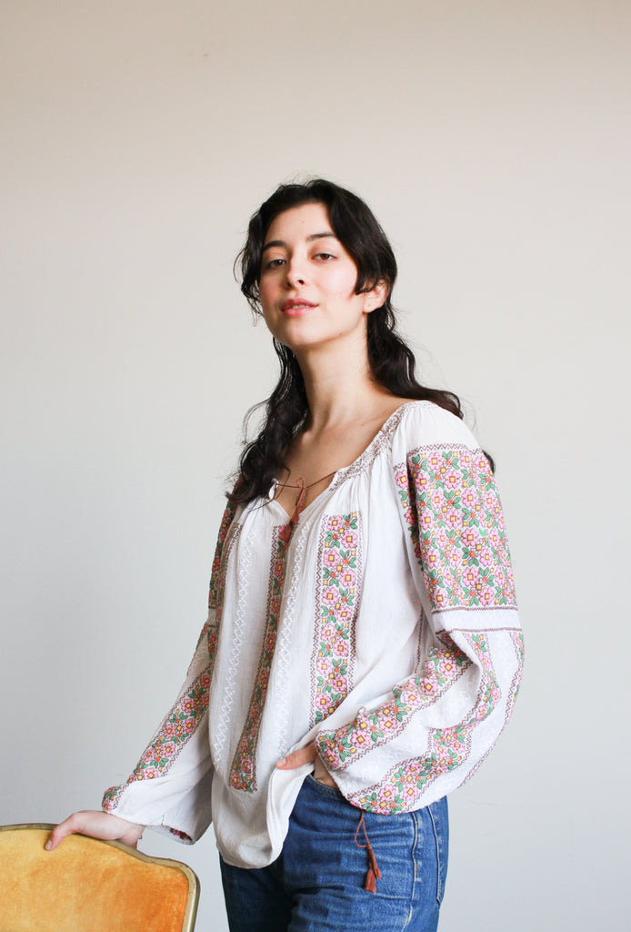 1960s Embroidered Romanian Peasant Blouse – Blossom Vintage