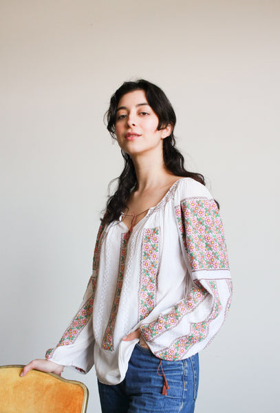 1960s Embroidered Romanian Peasant Blouse