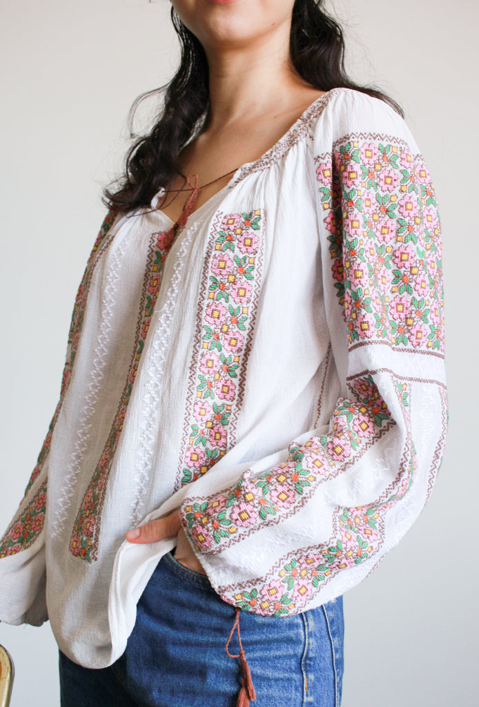 1960s Embroidered Romanian Peasant Blouse – Blossom Vintage