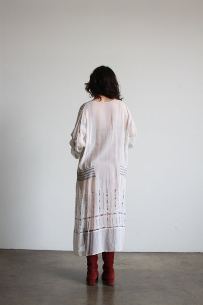 1930s Hungarian Cotton Voile Embroidered Peasant Dress