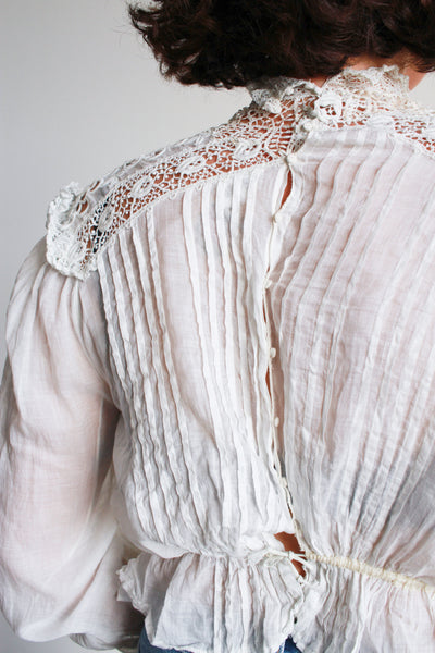 Victorian White Floral Cutout Embroidered Blouse