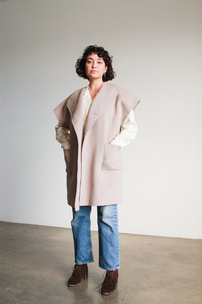 1990s Armani Stone Wool Sleeveless Coat