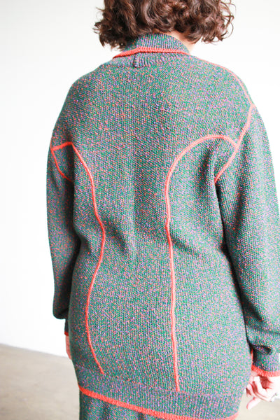 1970s Missoni Green Speckled Wool Mock Sweater Set