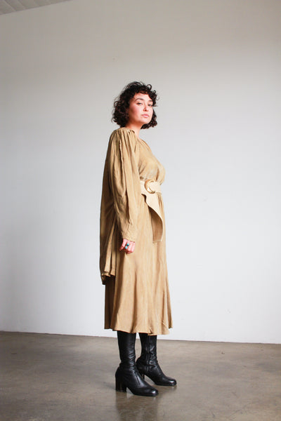 1980s Sand Beige Rayon Three Piece Skirt Set