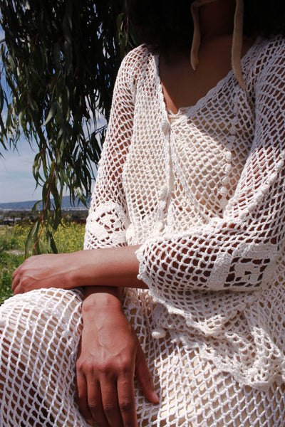 1970s Hand-Crocheted Cotton Two-Piece Set