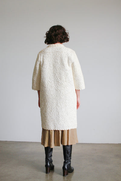 1960s White Soutache Textured Coat