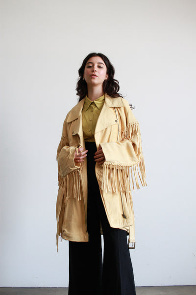 1990s DKNY Butter Suede Fringe Jacket