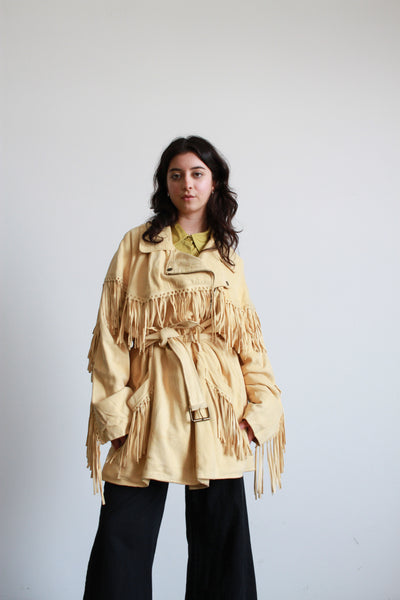 1990s DKNY Butter Suede Fringe Jacket
