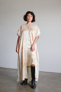 1920s Pongee Silk Print Smock Duster Robe