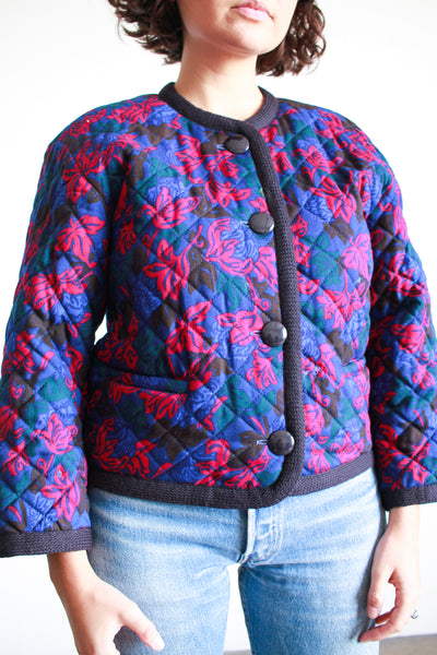 1980s Guy Laroche Violet Quilted Jacket