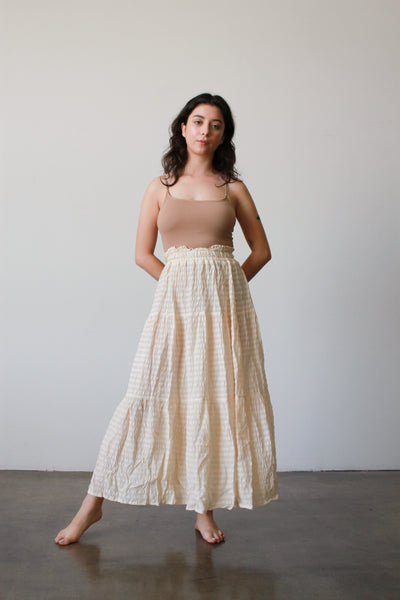 1980s Ecru Semi-Sheer Silk Textured Skirt