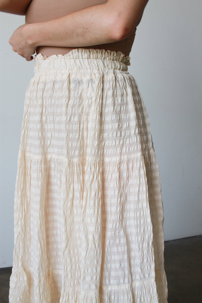 1980s Ecru Semi-Sheer Silk Textured Skirt
