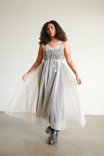 1950s Lilac Sheer Nylon Dress