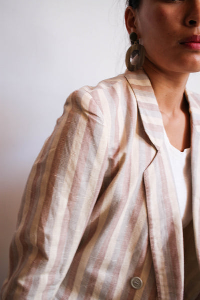 1980s Pastel Striped Linen Blazer