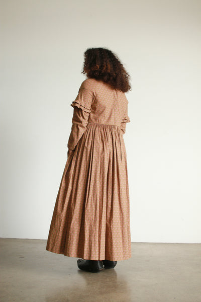 1800s Remade Calico Print Cotton Dress