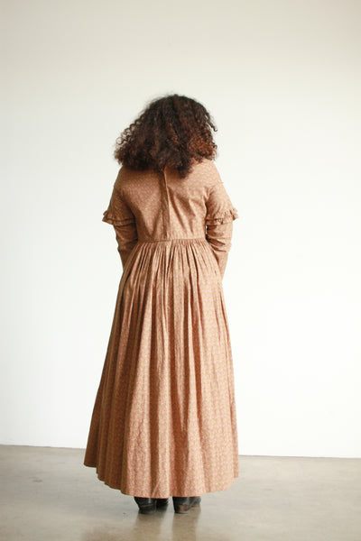 1800s Remade Calico Print Cotton Dress