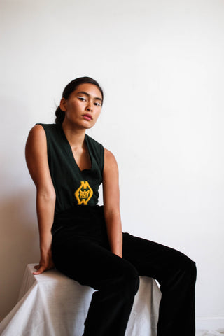 1940s Forest Green Wool Patch Tank
