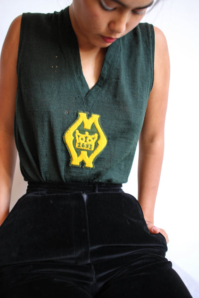 1940s Forest Green Wool Patch Tank