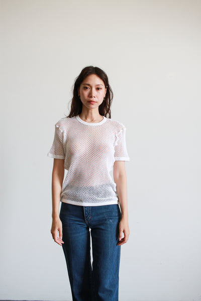 1970s White Fishnet Mesh Shirt