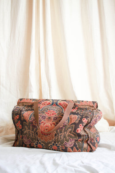 1970s Tapestry Luggage Weekender Bag