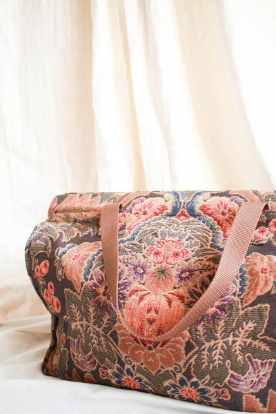 1970s Tapestry Luggage Weekender Bag