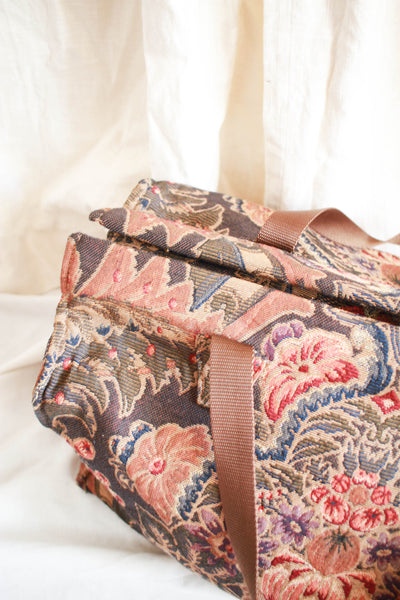 1970s Tapestry Luggage Weekender Bag