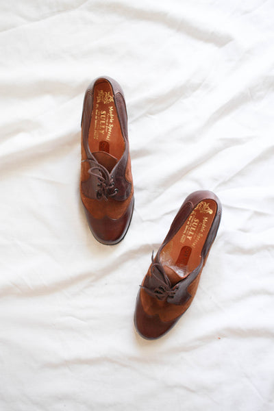 1930s Brown Suede Oxford Shoes | 38